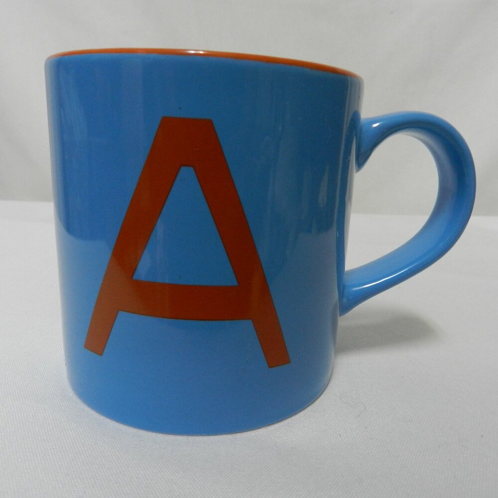 Opal House Opalhouse Ceramic Monogram Initial A mug cup Dish Micro blue orange